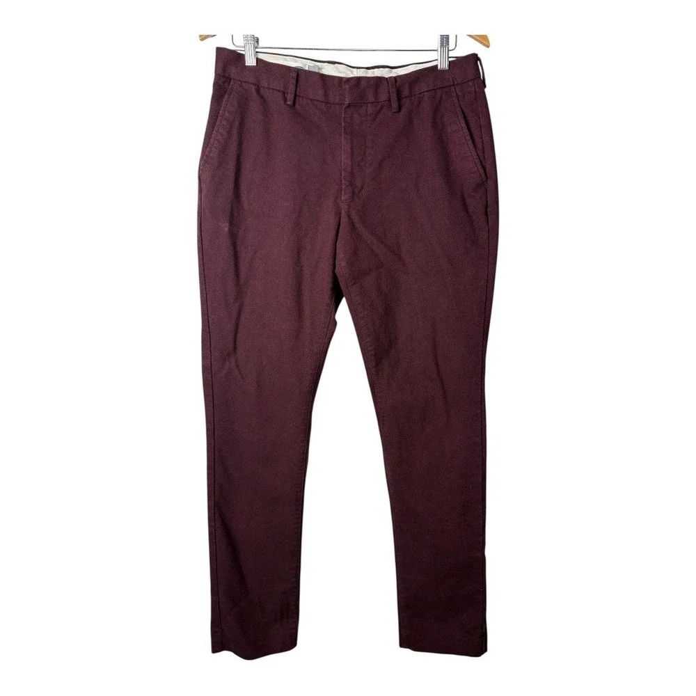 Old Navy Signature Slim Chino Pants‎ Mens 32x32 Maroon Burgundy Cotton Blend